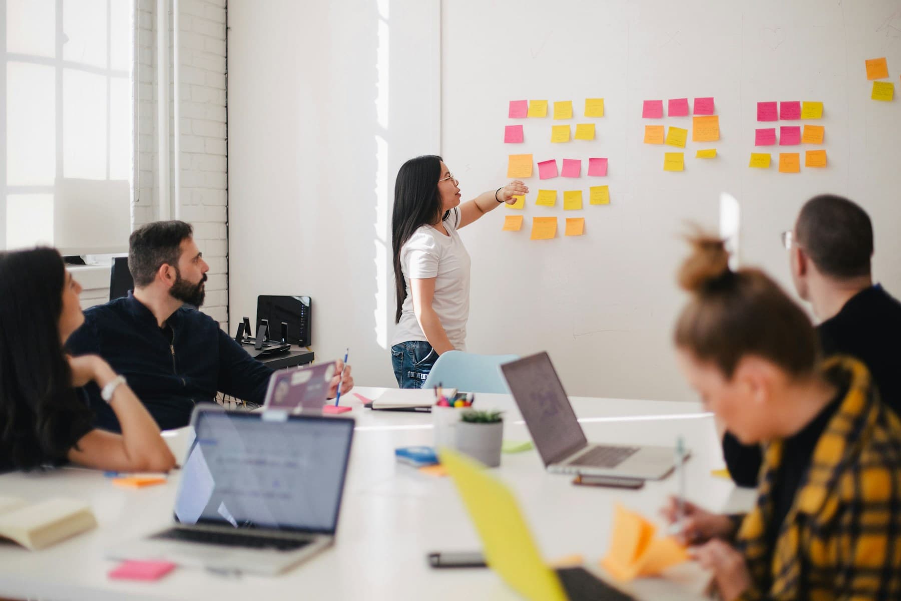 Team strategy session in a bright office